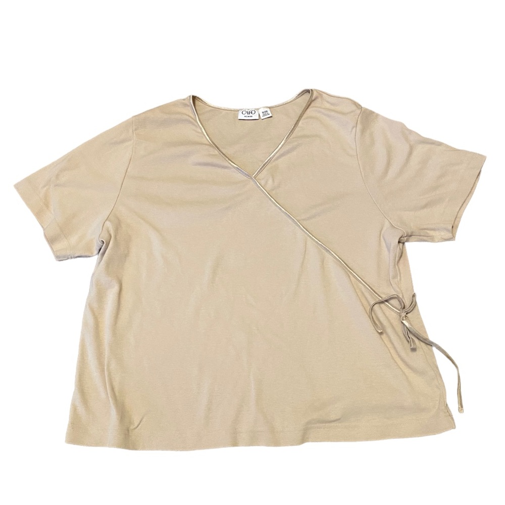 Cato light brown faux wrap v neck top
